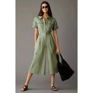 Twentysixhundred Anthropologie Cropped Green Jumpsuit Sz 0